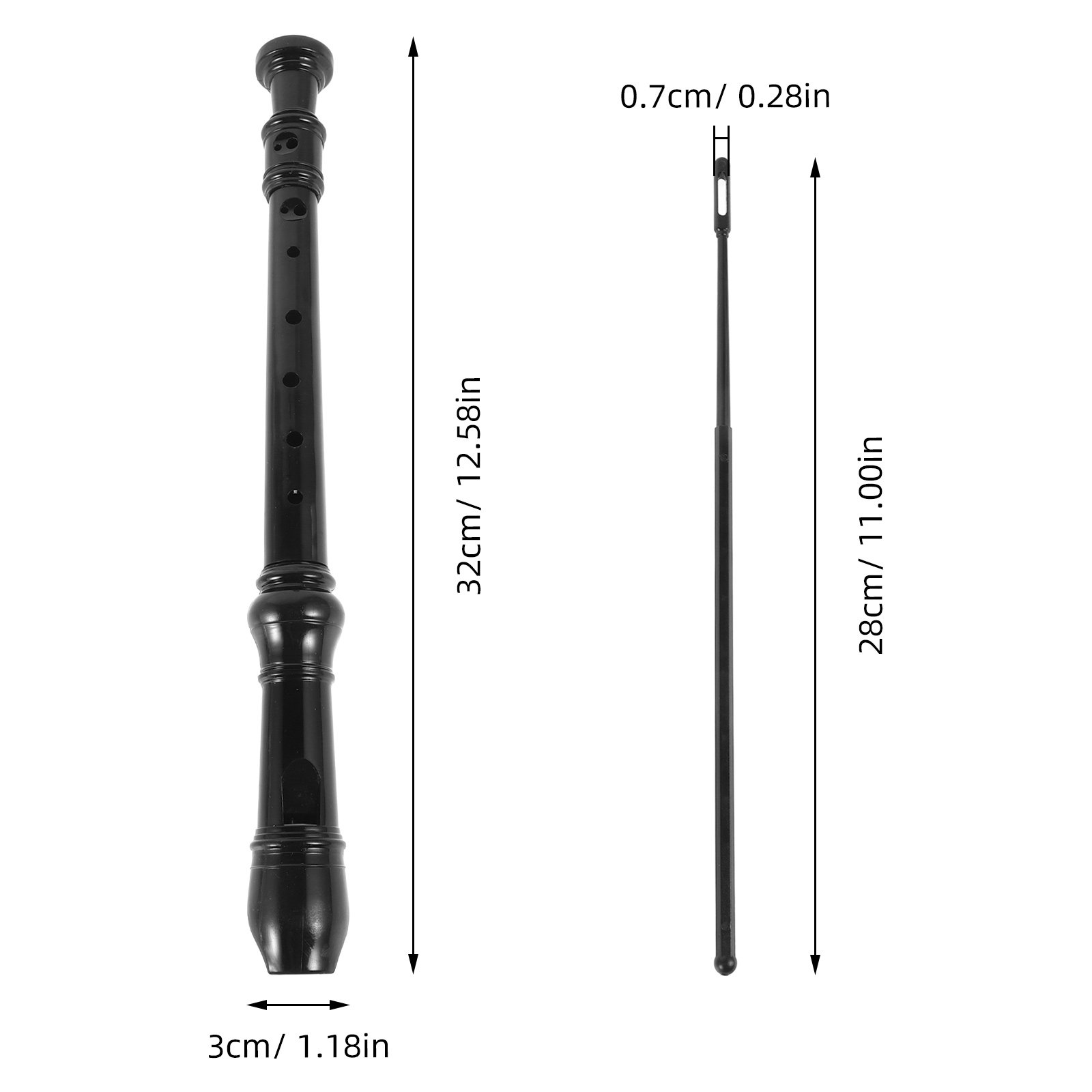 8 Hole Black Transparent ABS R - Soprano Recorder Plastic recension och pris
